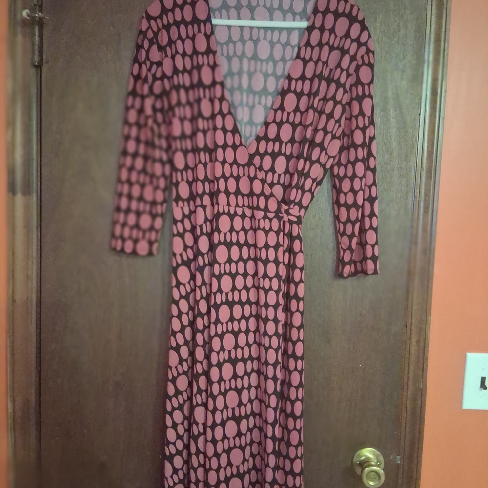 Chic Long Sleeve Pink Polka Dot Dress